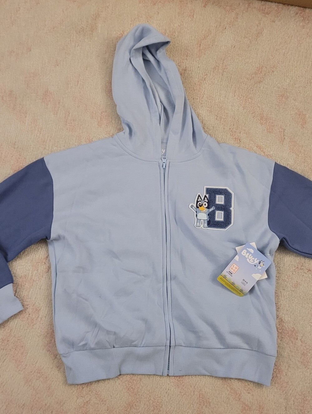 Bluey Light Blue Kids Zip-Up Hoodie - Light Blue Size 10-12